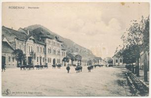 Barcarozsnyó, Rozsnyó, Rasnov, Rosenau; Marktplatz / Piactér. H. Zeidner kiadása. Jos. Schuller &amp; S. Fotogr. / market square (ragasztónyom / glue marks)