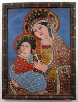 Erdélyi üvegre festett szentkép, cca 1900, kopott, törött, 43x33 cm