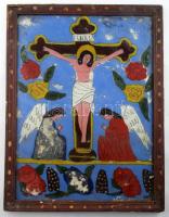 Erdélyi üvegre festett szentkép, cca 1900, kopott, 43x33 cm