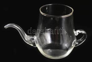 Fújt üveg borkiöntő, hibátlan, 15x9 cm