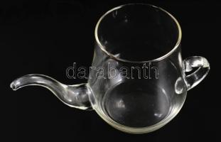 Fújt üveg borkiöntő, hibátlan, 15x9 cm