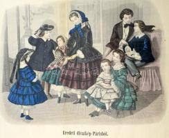 1856 Divat-kép metszetek, 9 db. A Friebeisz István által szerkesztett Délibáb folyóirat mellékleteké...