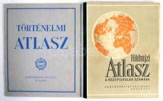 2 db atlasz - Földrajzi atlasz a középiskolák számára. Bp., 1971, Kartográfia. + Történelmi atlasz. Bp., Kartográfia.