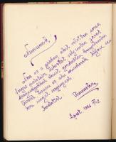 1925-1929 Bp., régi emlékkönyv kb. 25 oldalnyi bejegyzéssel, néhány rajzzal