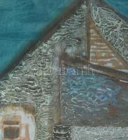 Tilless Béla (1932?2018): Házak a városfalnál. Olaj, farost, jelzett hátodalán autográf felirattal. ...