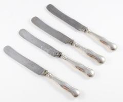 4 darab ezüst (Ag) nyelű kés, jelzett, h: 21,5 cm
