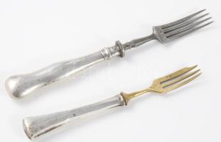 6 darab ezüst (Ag) nyelű villa, jelzett, h: 15-19 cm