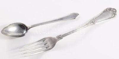 Ezüst (Ag) kanál és villa, jelzett nettó 52g