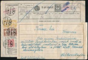 1916 Üzleti távirat 1K 44f Turul bérmentesítéssel, "BUDAPEST" - Temesvár