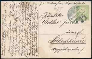 1915 Képeslap Turul 5f bérmentesítéssel, H.B.T. perfinnel