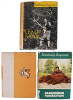 Széchenyi Zsigmond 3 műve: Nahar, indiai útinapló. Bp., 1964, Szépirpdalmi könyvkiadó. Kiadói félvászon-kötésben; Alaszkában vadásztam, 1935 Aug.-Okt. Bp., 1960, Gondolat. Kiadói félvászon kötés, sérült kiadói papír védőborítóban; Ünnepnapok, Egy magyar vadász hitvallása - második rész. Bp., 1963 Szépirpdalmi könyvkiadó. Kiadói félvászon-kötésben, sérült kiadói papír védőborítóban.