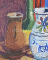 Gerő András (1933-): Csendélet virágos köcsöggel. Olaj, farost., Jelzett, keretben 60x40 cm