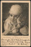 1924 Levelezőlap Koronás Madonna 2000K bérmentesítéssel, a bélyegen céglyukasztás nyomával, "BU...