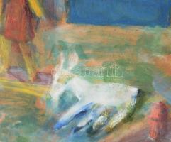 Gerő András (1933-): A régi Tarján. Olaj, farost., Jelzett, hátoldalt autográf felirattal keretben 6...