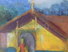 Gerő András (1933-): A régi Tarján. Olaj, farost., Jelzett, hátoldalt autográf felirattal keretben 6...