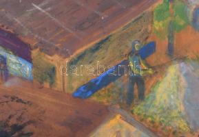 Gerő András (1933-): A régi Tarján. Olaj, farost., Jelzett, hátoldalt autográf felirattal keretben 6...