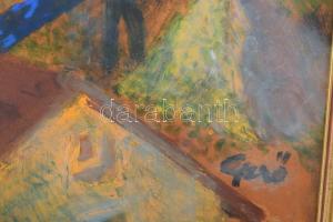 Gerő András (1933-): A régi Tarján. Olaj, farost., Jelzett, hátoldalt autográf felirattal keretben 6...