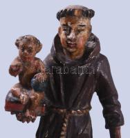 Festett és faragott fa kegytárgy szobor, kis sérüléssel, m: 20 cm