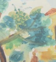 Gerő András (1933-): Az egri Rákóczi úton. Akvarell, papír, Jelzett, üvegezett keretben 30x45 cm