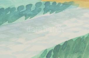 Gerő András (1933-): Az egri Rákóczi úton. Akvarell, papír, Jelzett, üvegezett keretben 30x45 cm