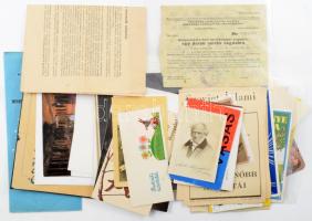 Vegyes papírrégiség tétel, közte magánháztartási sertésvágási engedély, meghívók, kártyanaptárak, stb.