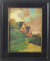 Szirmay (Szirmai) Antal: (1860 - 1927): Szigliget, part. Olaj, karton. Jelzett keretben. 20x15 cm