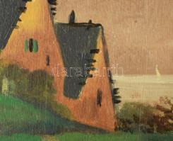 Szirmay (Szirmai) Antal: (1860 - 1927): Szigliget, part. Olaj, karton. Jelzett keretben. 20x15 cm