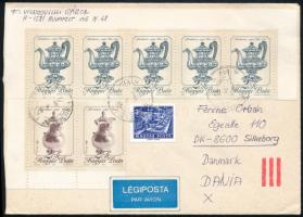 1989 Érdekes bérmentesítésű légi levél Dániába, a Visnyovszki-Orbán levelezésből