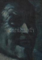 G jelzéssel: Faun fej. Olaj, vászon, kartonra kasírozva., Dekoratív keretben 16x15 cm