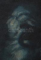 G jelzéssel: Faun fej. Olaj, vászon, kartonra kasírozva., Dekoratív keretben 16x15 cm