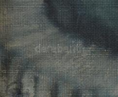 G jelzéssel: Faun fej. Olaj, vászon, kartonra kasírozva., Dekoratív keretben 16x15 cm