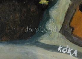 Kóka jelzéssel: Csendélet. Olaj, farost, jelzett, 50x50 cm