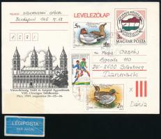 1989 Díjkiegészített légi levelezőlap Dániába, a Visnyovszki-Orbán levelezésből (a ragjegy leesett / label fell off)