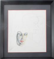 MT jelzéssel: Arcok, ceruza, papír, üvegezett kerteben. 34x24 cm