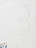 MT jelzéssel: Arcok, ceruza, papír, üvegezett kerteben. 34x24 cm