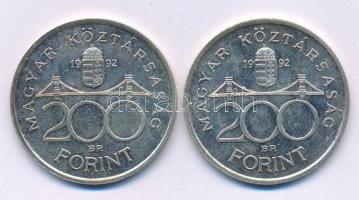 1992. 200Ft Ag "MNB" (2x) T:AU,XF patina Adamo F13