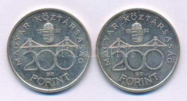 1992. 200Ft Ag "MNB" (2x) T:AU,XF patina Adamo F13