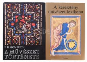 2 db könyv - Gombrich: A művészet története. Bp., 1978, Gondolat. + A keresztény művészet lexikona. Bp., Corvina. Kiadói egészvászon és műbőr kötés papír védőborítóval, jó állapotban.