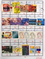 70 db futott cserefüzet oldalanként 20 bélyeghellyel, benne vegyes külföldi bélyegek tengerentúlival