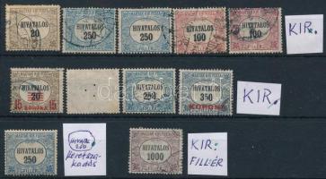 1921-1924 11 db Hivatalos bélyeg 4 klf lemezhibával