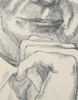 Kőhegyi Gyula (1933-): Önarckép. Tus, papír. Jelzett, üvegezett keretben 35x24 cm