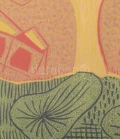 Kőhegyi Gyula (1933-): Csónakok. Színes linómetszet. papír. Jelzett, próbanyomat, üvegezett keretben...