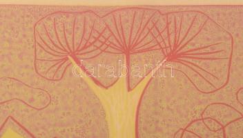 Kőhegyi Gyula (1933-): Csónakok. Színes linómetszet. papír. Jelzett, próbanyomat, üvegezett keretben...