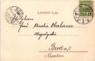 1904 Temesvár, Timisoara; Belváros, Szent György tér, lóvasút, Városi gyógyszertár, Várneky A., Warc...