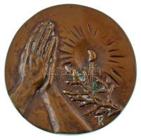 Kubászova Tamara (1939-2024.) DN "Karácsonyi ábrázolás" bronz, öntött, egyoldalas plakett (~87,5mm) T:AU patina