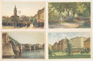 BUDAPEST - 15 db MODERN grafikai képeslap / 15 modern graphic art postcards s: Zádor István