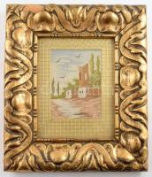 Blondel képkeret, üvegezett, sérült, 32x27 cm