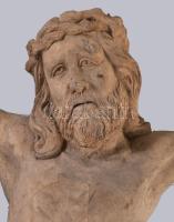 Antik faragott fa korpusz, sérült, m: 63 cm