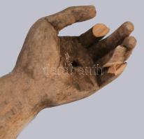 Antik faragott fa korpusz, sérült, m: 63 cm