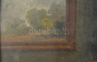 Jelzés nélkül: Enteriör, olaj, karton, Keretben. 35x25 cm